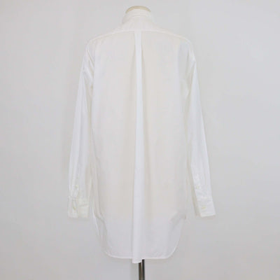 Celine White Cotton Poplin Textured Detail Long Sleeve Shirt