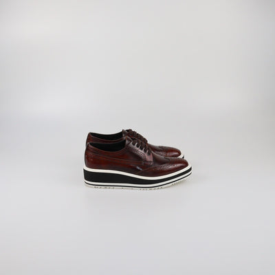 Prada Brown Brogue Platform Derby Sneakers Womens Prada 