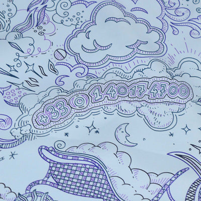 Hermes Blue Ciel, Encre, Violet Silk Please Hold The Line Scarf 90