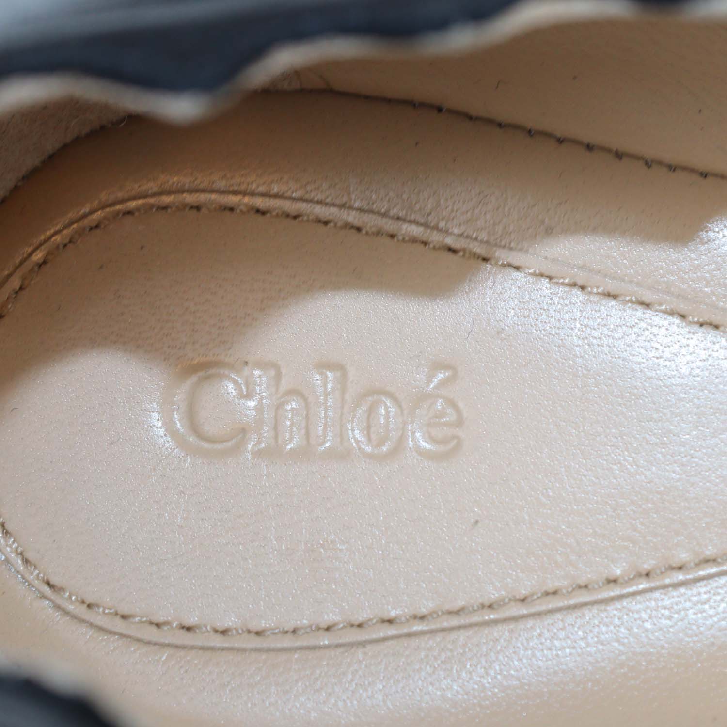 Chloe Black Leather Scalloped Lauren Ballet Flats