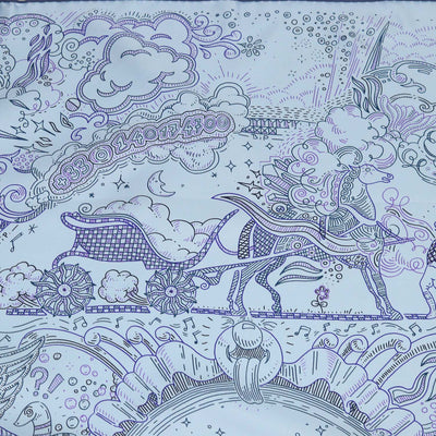 Hermes Blue Ciel, Encre, Violet Silk Please Hold The Line Scarf 90