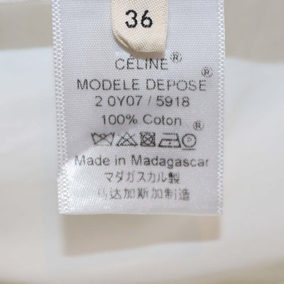 Celine White Cotton Poplin Textured Detail Long Sleeve Shirt