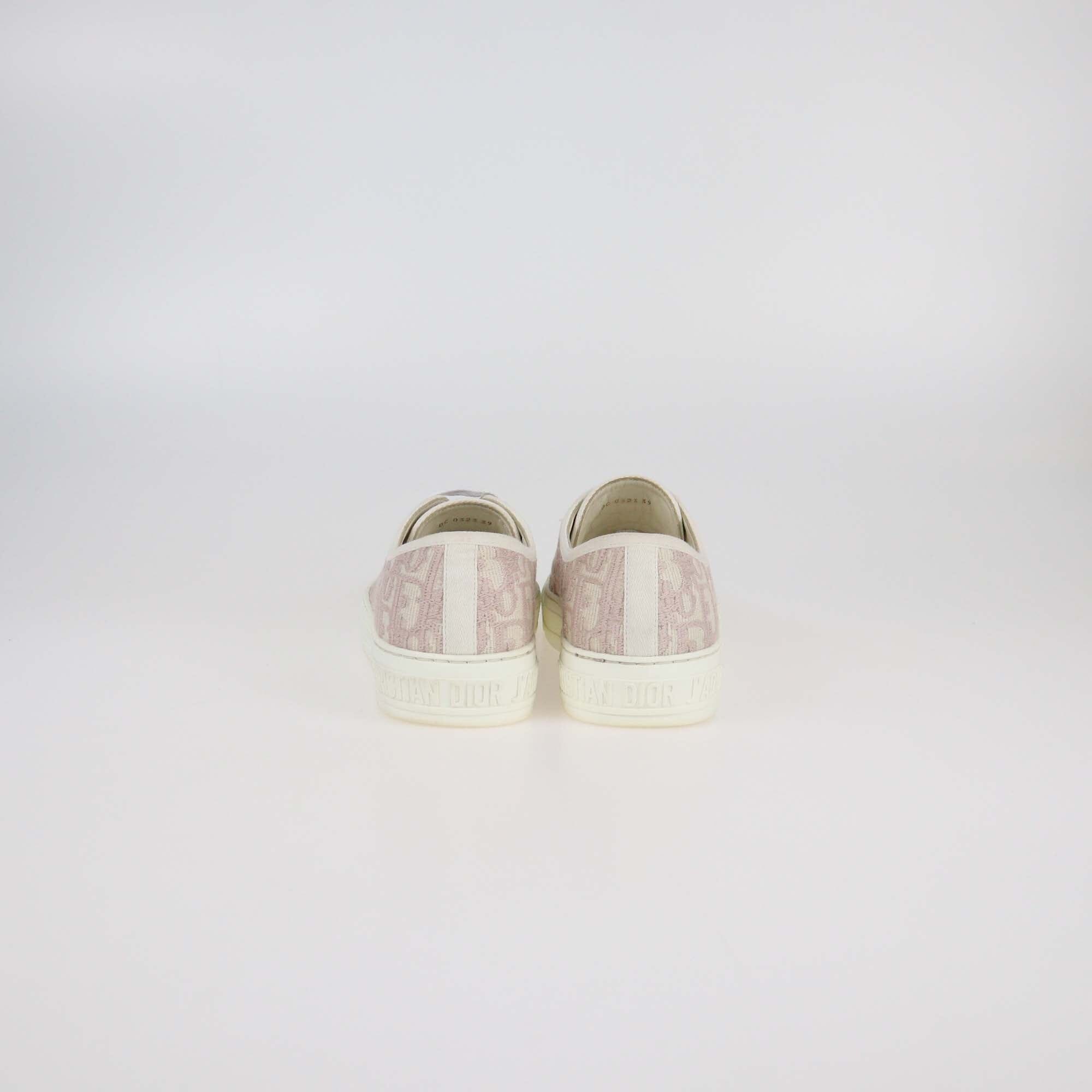 Christian Dior Pink/White Oblique Walk 'n' Dior Embroidered Canvas Low Top Sneakers Womens Christian Dior 
