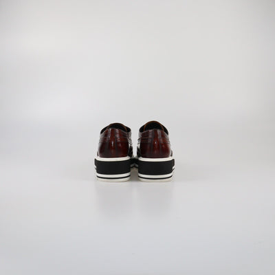 Prada Brown Brogue Platform Derby Sneakers Womens Prada 