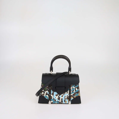 Goyard Black Goyardine Canvas Letters Camouflage Mini Saigon Top Handle Bag