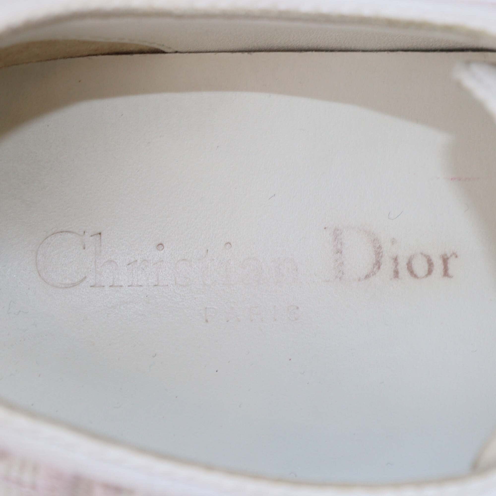 Christian Dior Pink/White Oblique Walk 'n' Dior Embroidered Canvas Low Top Sneakers Womens Christian Dior 