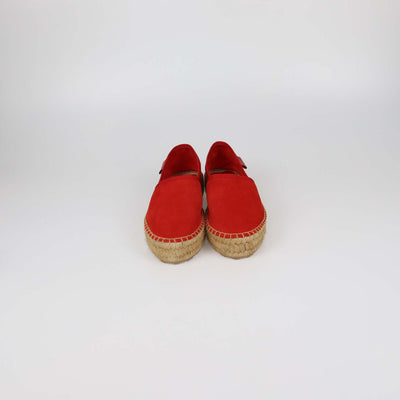 Love Moschino Red Suede Platform Espadrille Flats