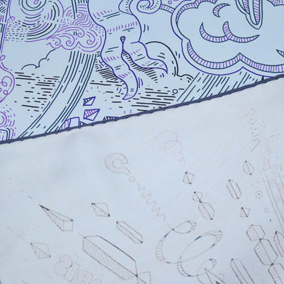 Hermes Blue Ciel, Encre, Violet Silk Please Hold The Line Scarf 90