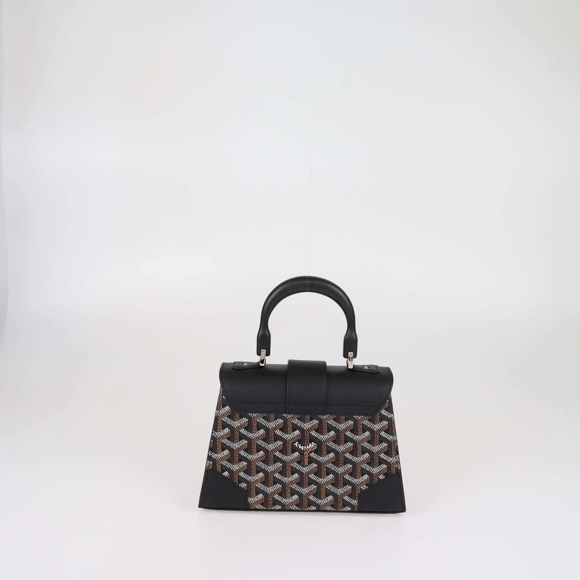 Goyard Black Goyardine Canvas Letters Camouflage Mini Saigon Top Handle Bag