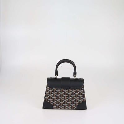 Goyard Black Goyardine Canvas Letters Camouflage Mini Saigon Top Handle Bag