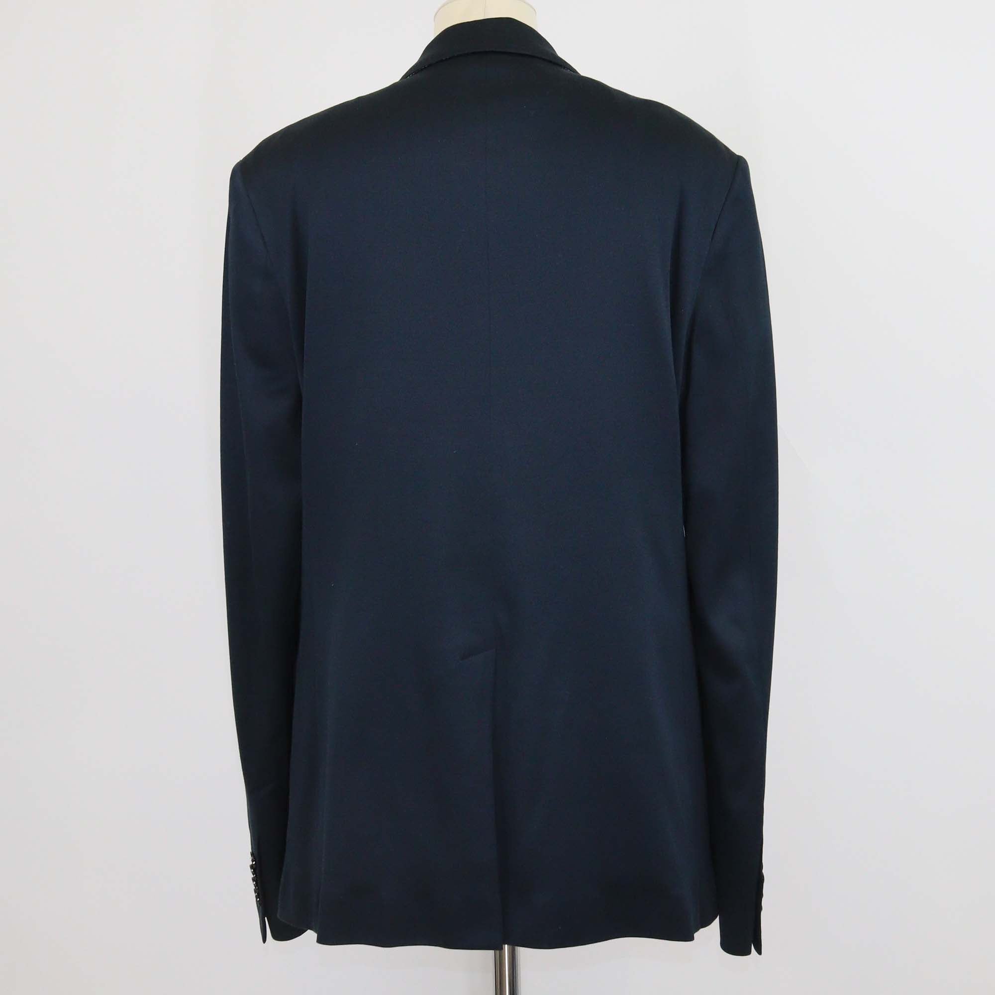 Etro Navy Blue Cotton Paisley Print Single Breasted Blazer