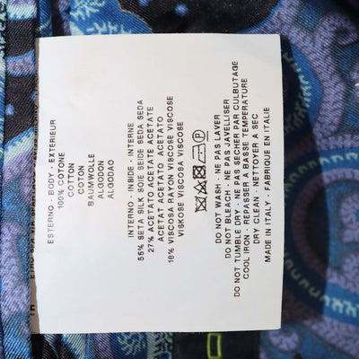Etro Navy Blue Cotton Paisley Print Single Breasted Blazer