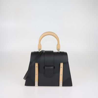Goyard Black Leather Saigon PM Top Handle Bag