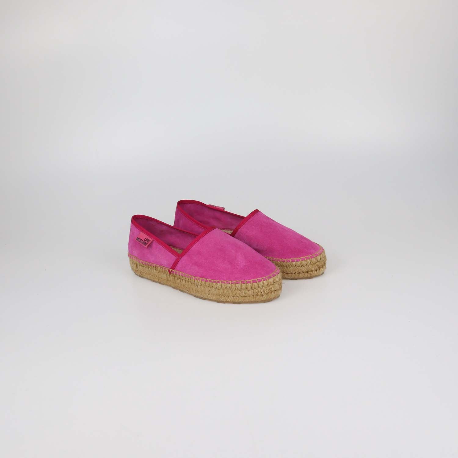 Love Moschino Fuchsia Suede Platform Espadrille Flats