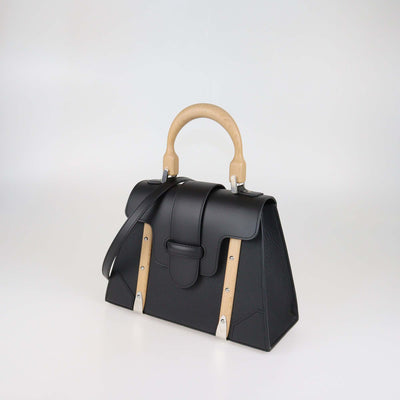 Goyard Black Leather Saigon PM Top Handle Bag