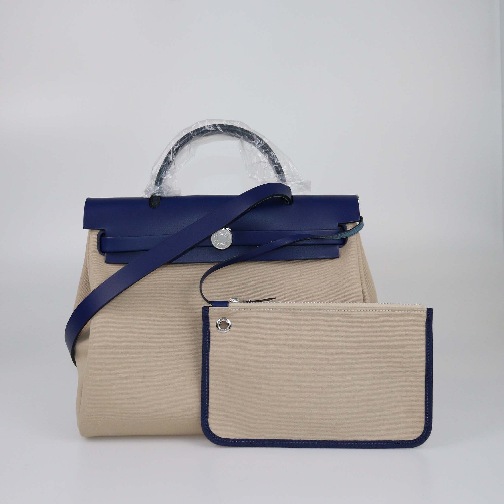 Hermes Beige/Bleu Saphir Herbag Zip 31 Bag Womens Hermes 