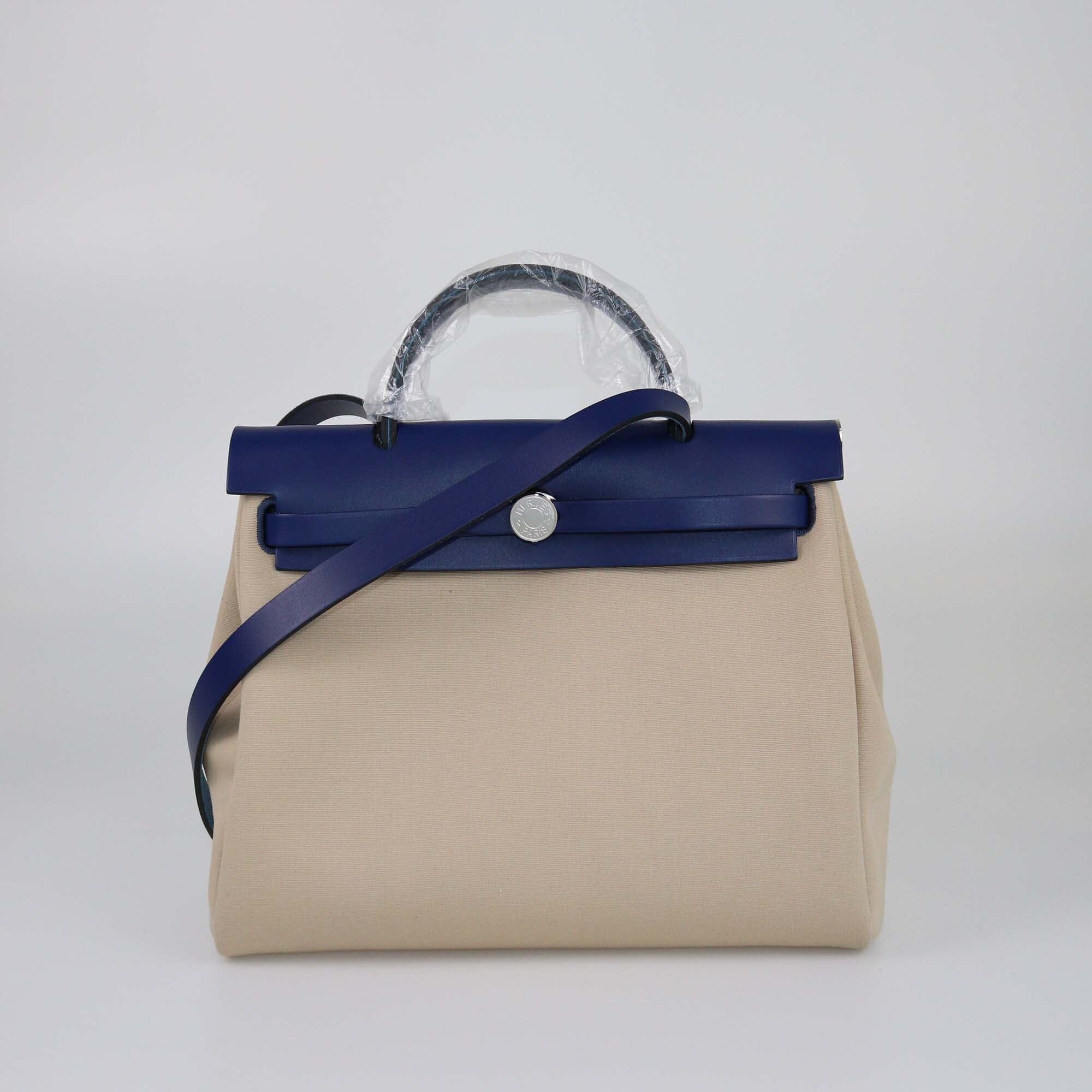 Hermes Beige/Bleu Saphir Herbag Zip 31 Bag Womens Hermes 