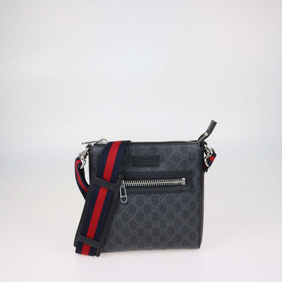 Gucci Black GG Supreme Canvas and Leather Messenger Bag