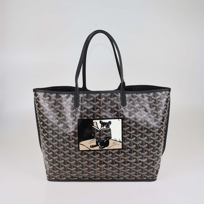 Goyard Black Goyardine Canvas Bulldog Print Anjou PM Tote