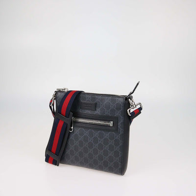 Gucci Black GG Supreme Canvas and Leather Messenger Bag