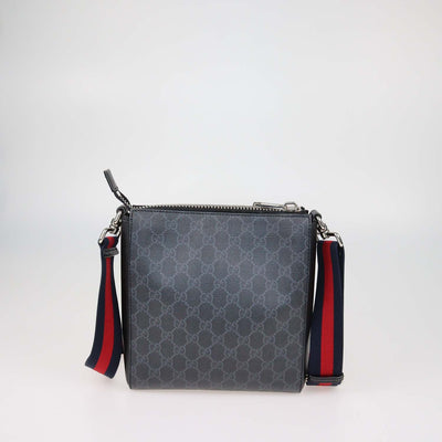 Gucci Black GG Supreme Canvas and Leather Messenger Bag