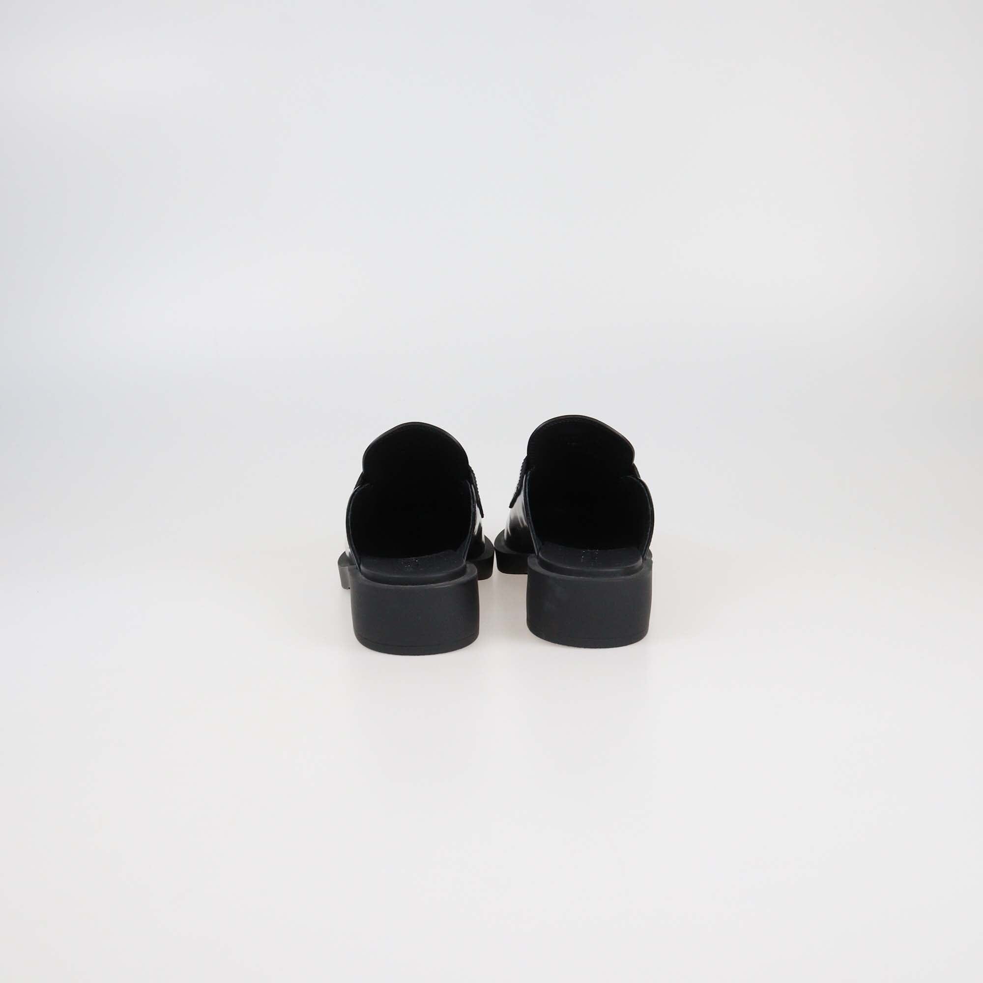 Prada Black Brushed Leather Logo Mules Womens Prada 