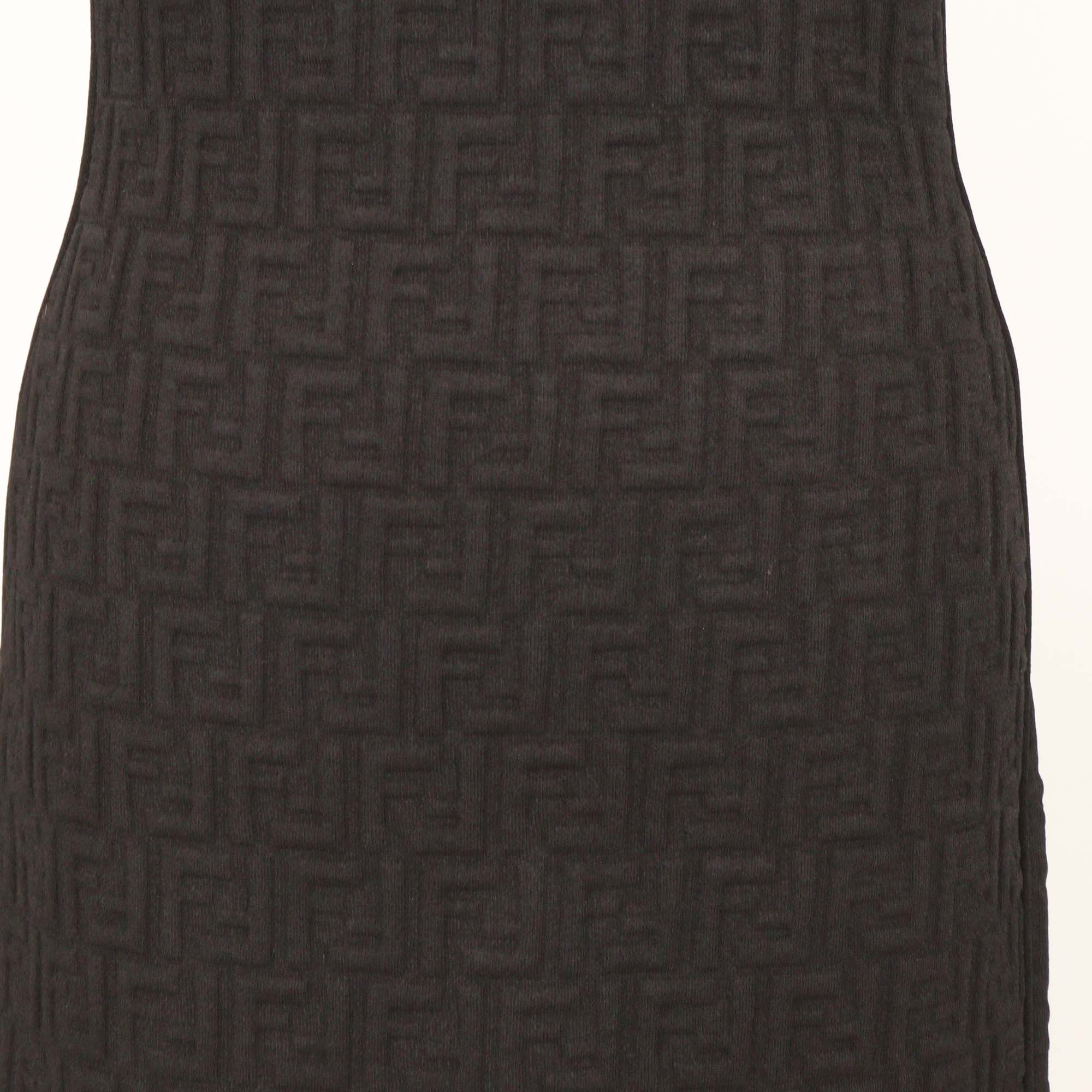 Fendi Black FF Zucca Monogram Sleeveless Midi Dress