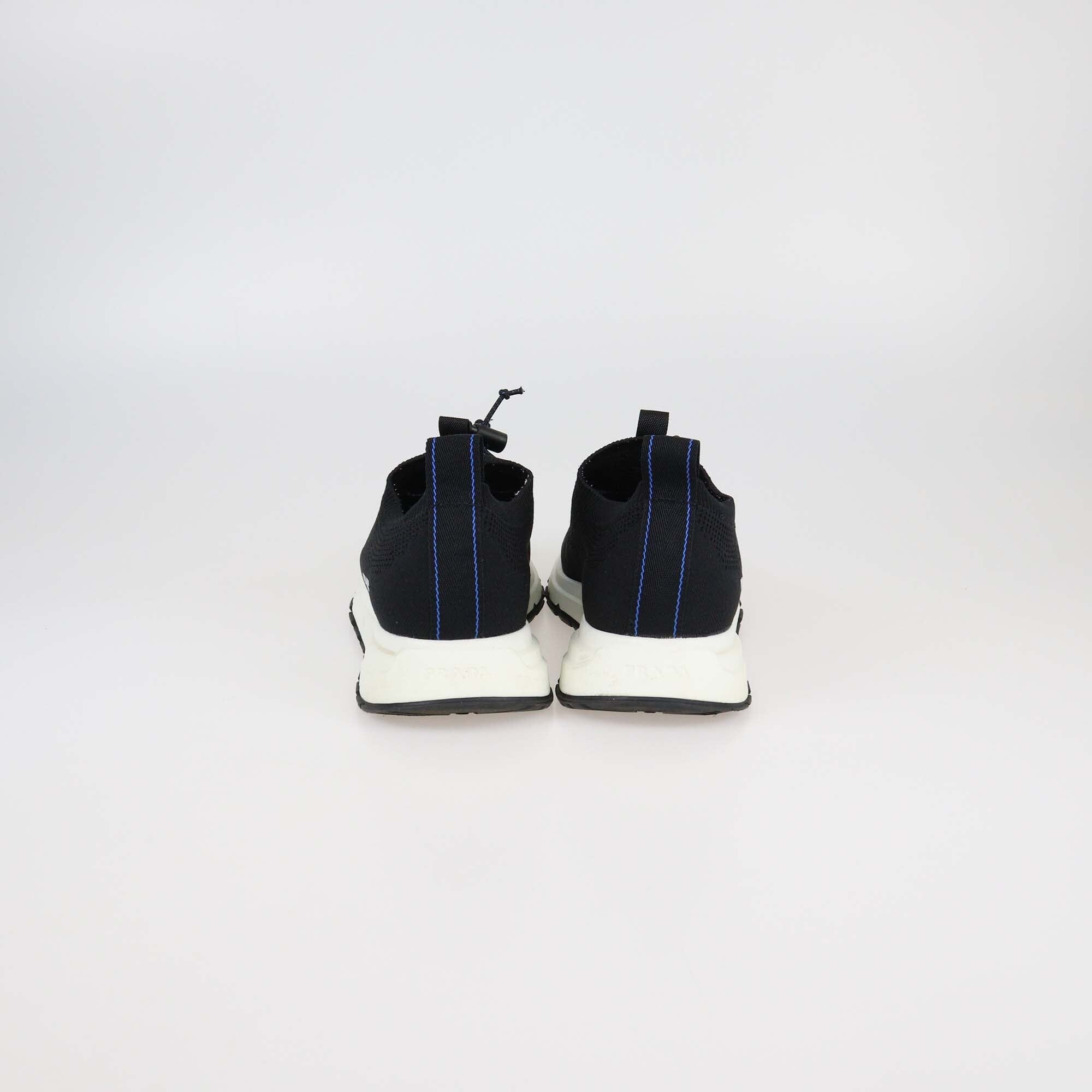 Prada Black Knit Fabric Slip On Sneakers Womens Prada 