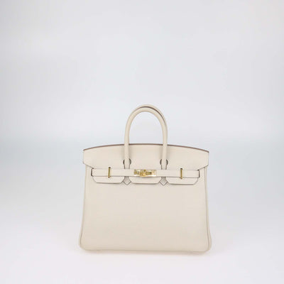 Hermes Craie Togo Leather Gold Hardware Birkin 25 Bag