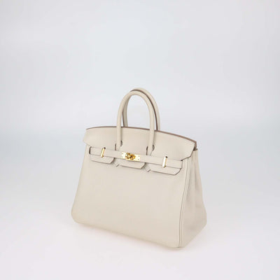 Hermes Craie Togo Leather Gold Hardware Birkin 25 Bag