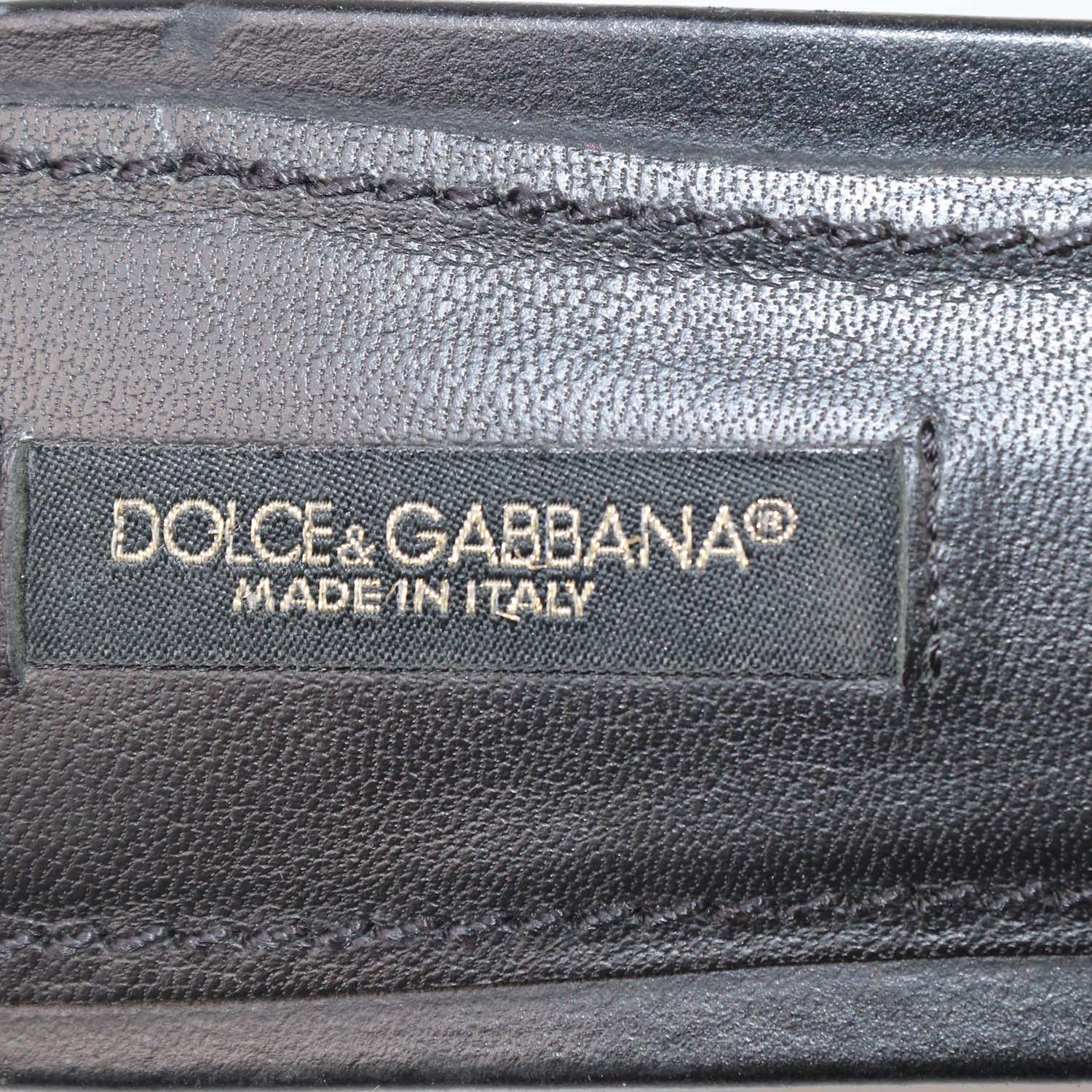 Dolce & Gabbana Black Leather DG Amore Flat Slides