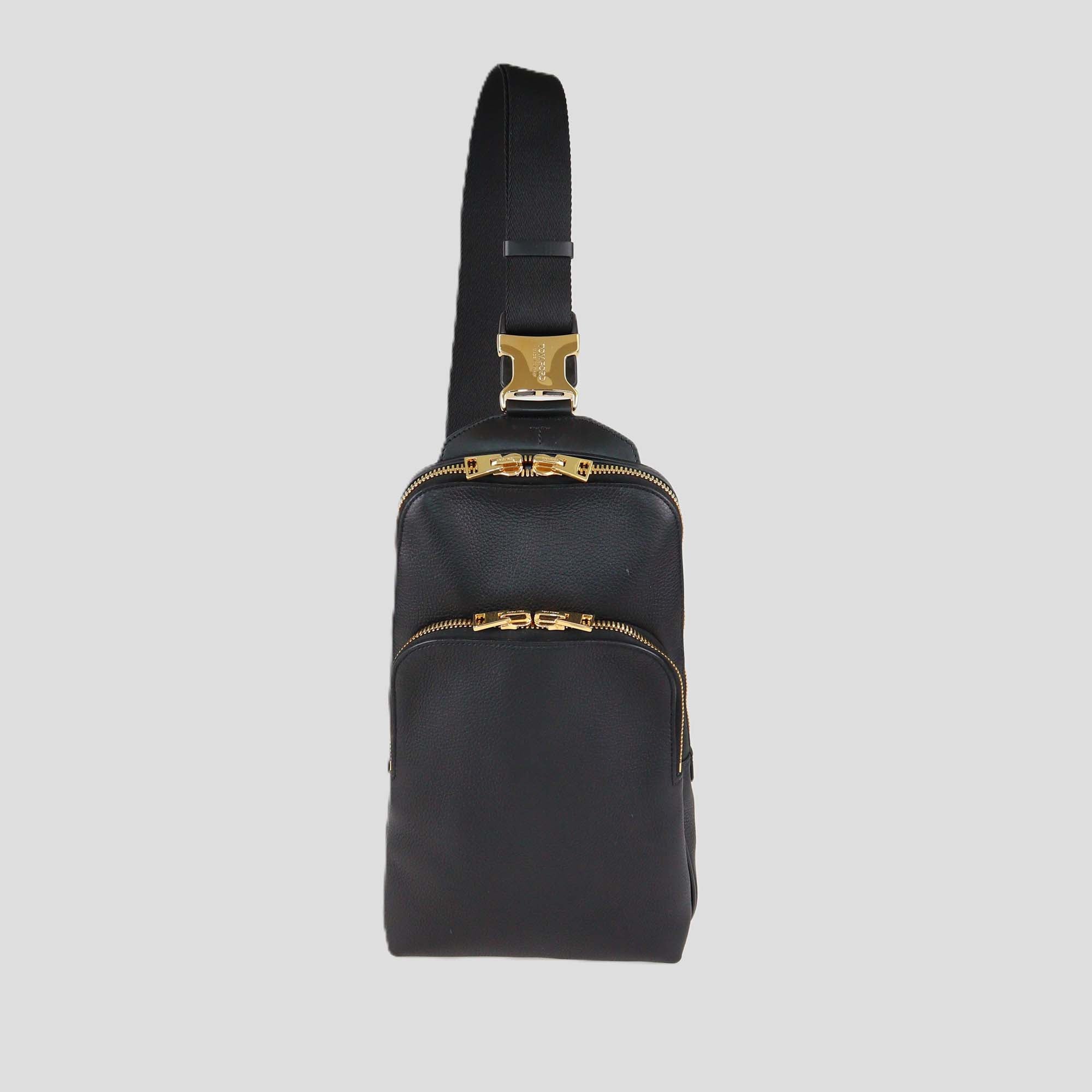 Tom Ford Black Leather Buckley Sling Bag