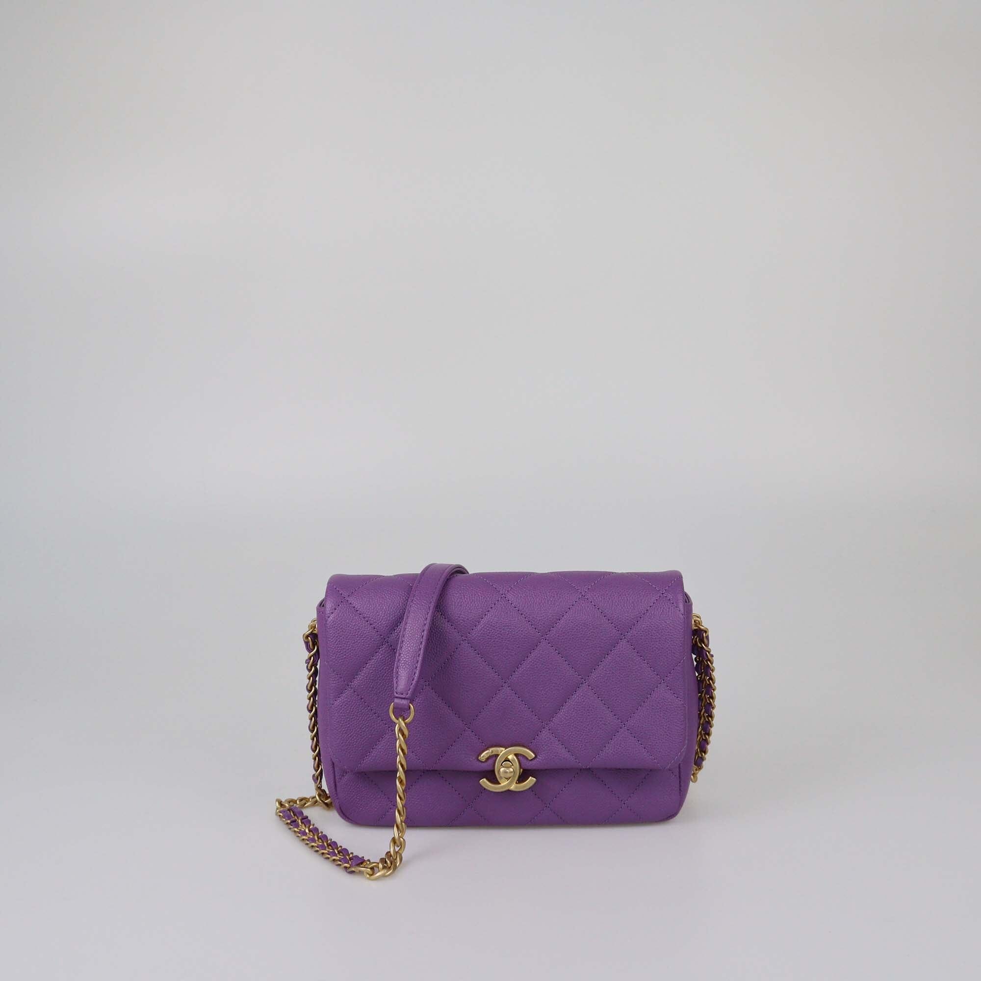 Chanel Purple Quilted Small Melody Flap Bag Womens Chanel 