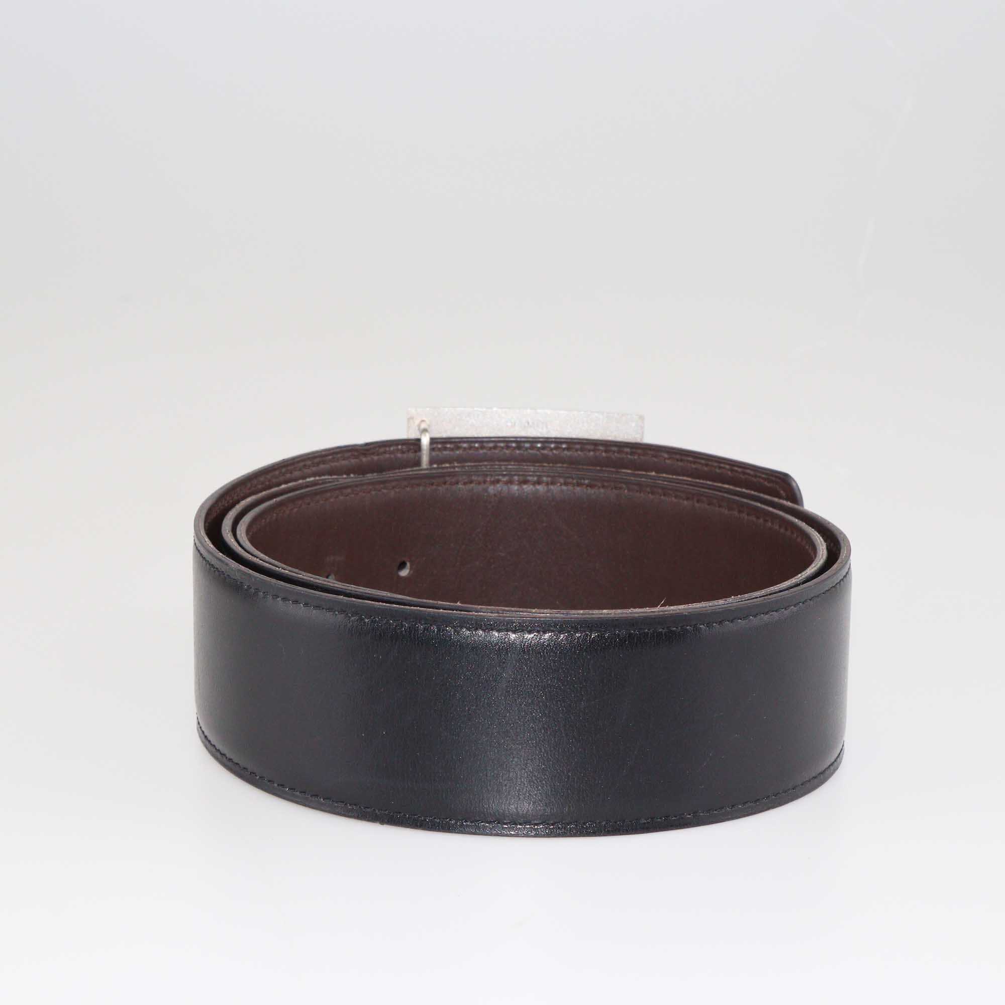 Hermes Black/Chocolat Medor Infini Reversible Belt Accessories Hermes 