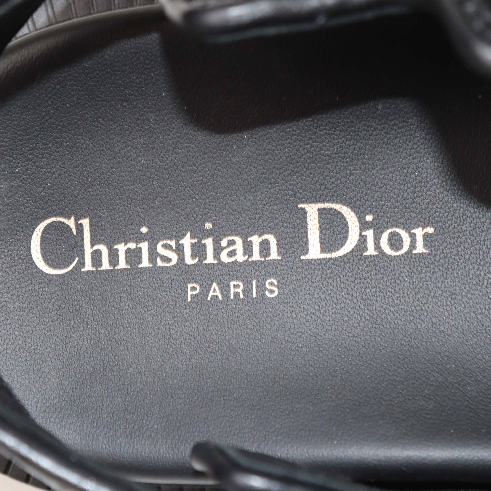 Christian Dior Black Cannage Dioract Flat Sandals Womens Christian Dior 