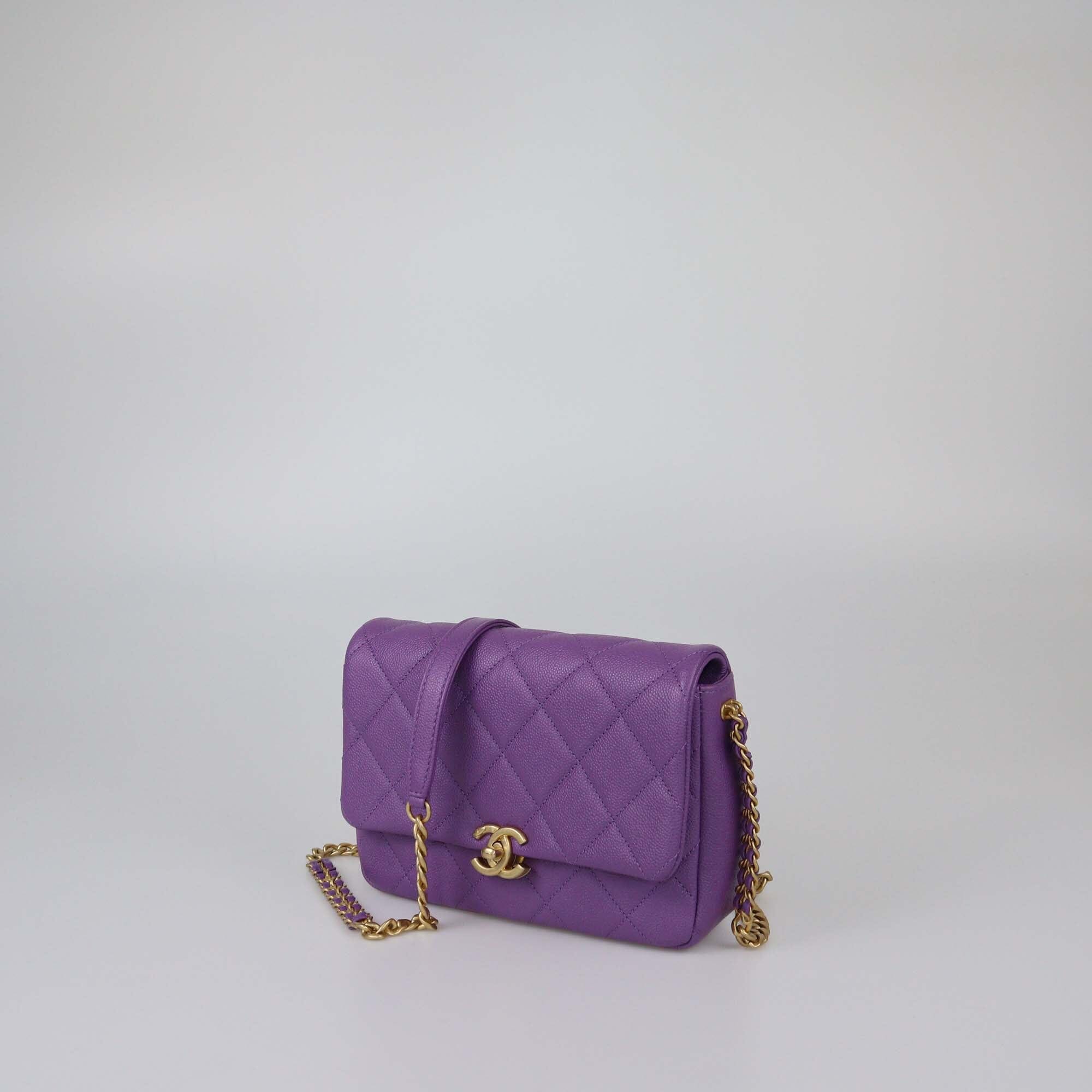 Chanel Purple Quilted Small Melody Flap Bag Womens Chanel 