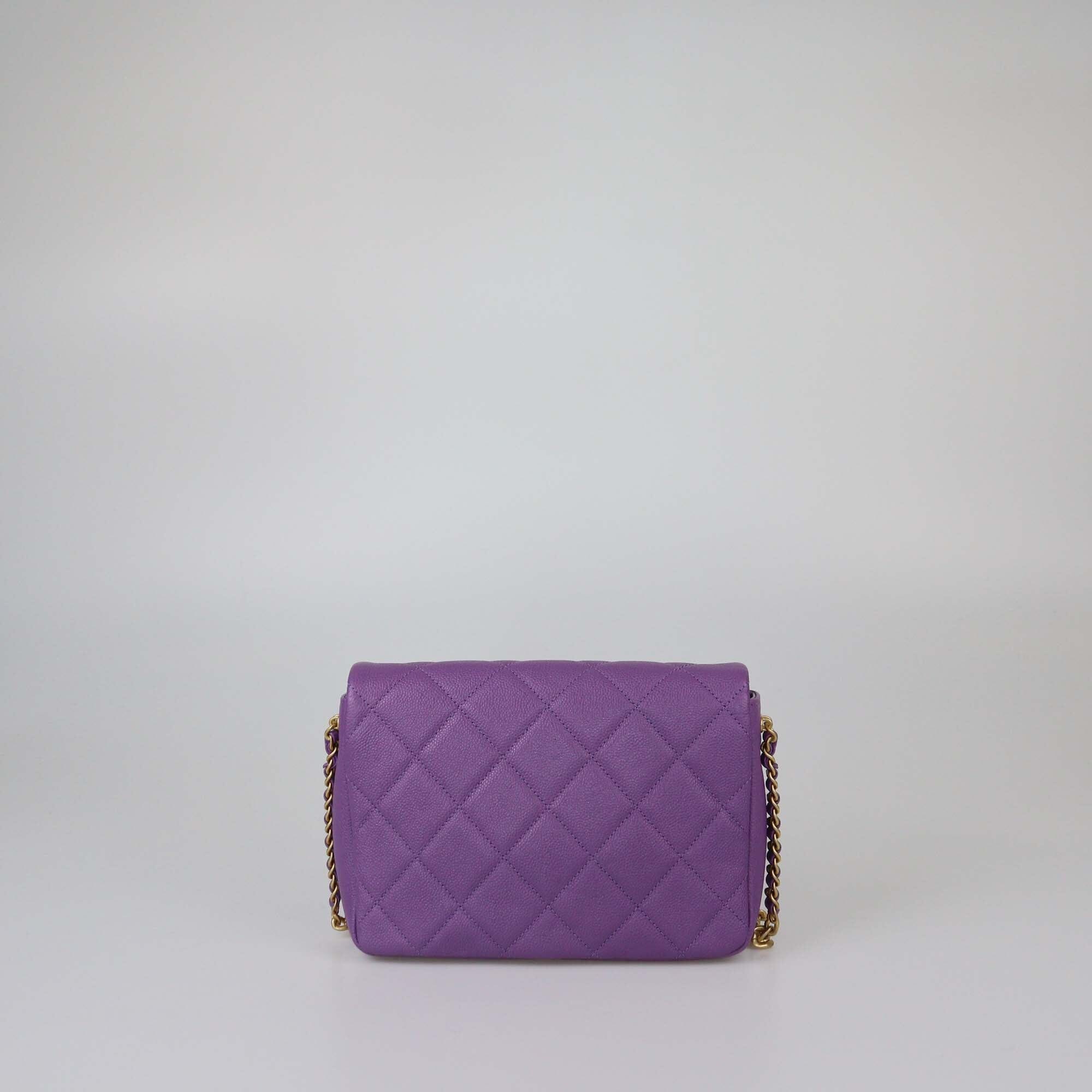 Chanel Purple Quilted Small Melody Flap Bag Womens Chanel 