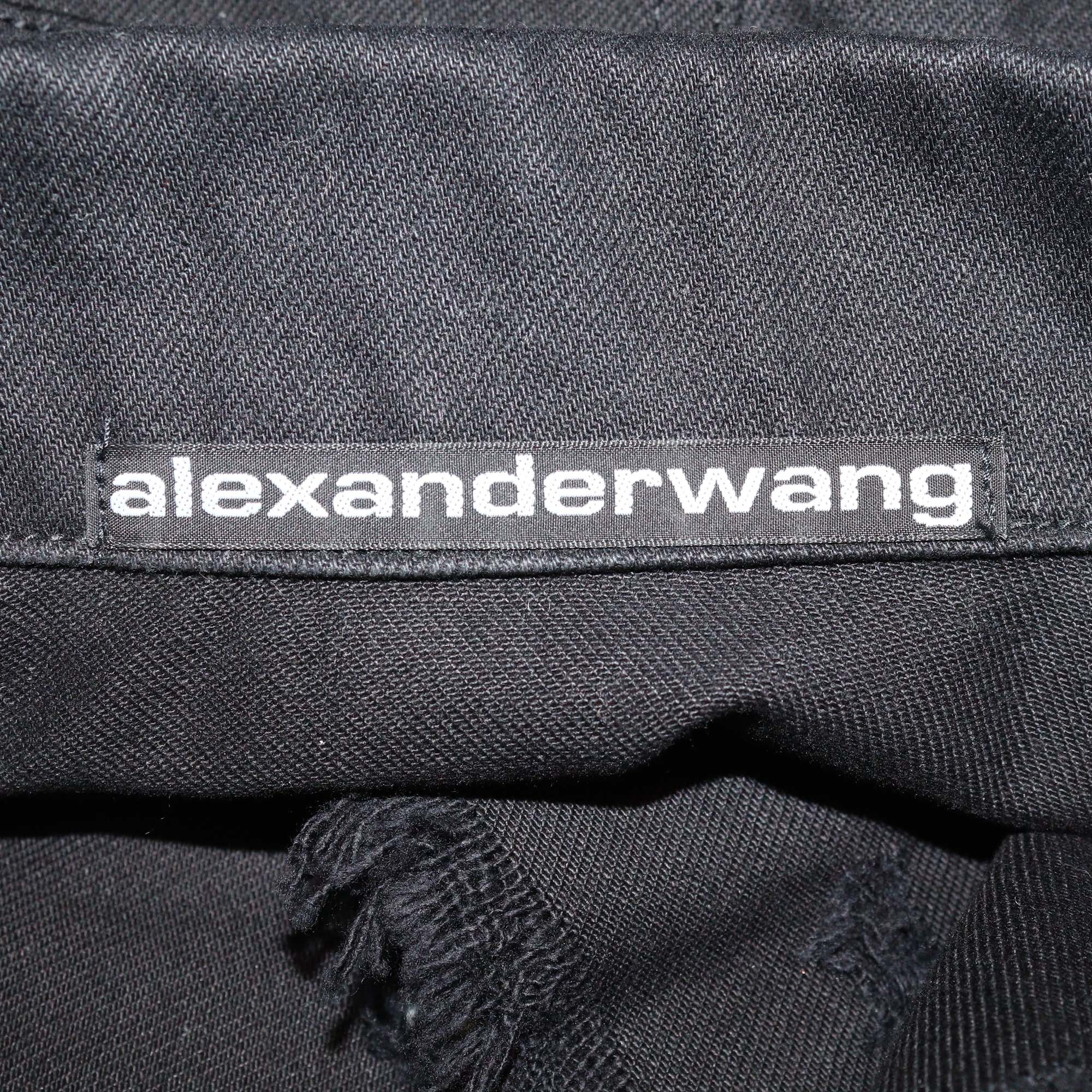 Alexander Wang Black Denim Distressed Sleeveless Jacket