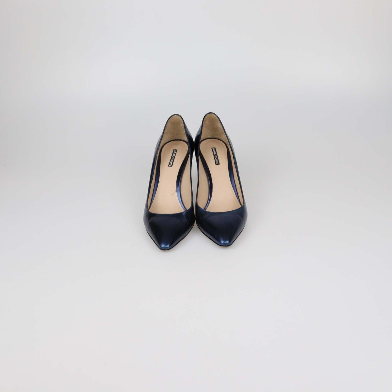Emporio Armani Blue Patent Leather Pointed Toe Pumps