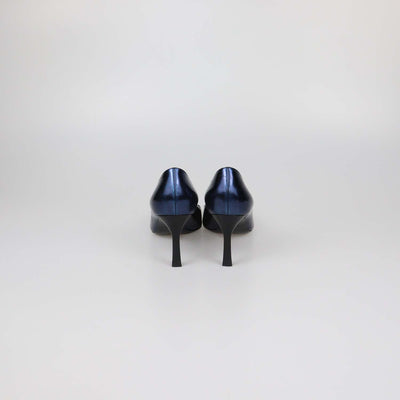 Emporio Armani Blue Patent Leather Pointed Toe Pumps