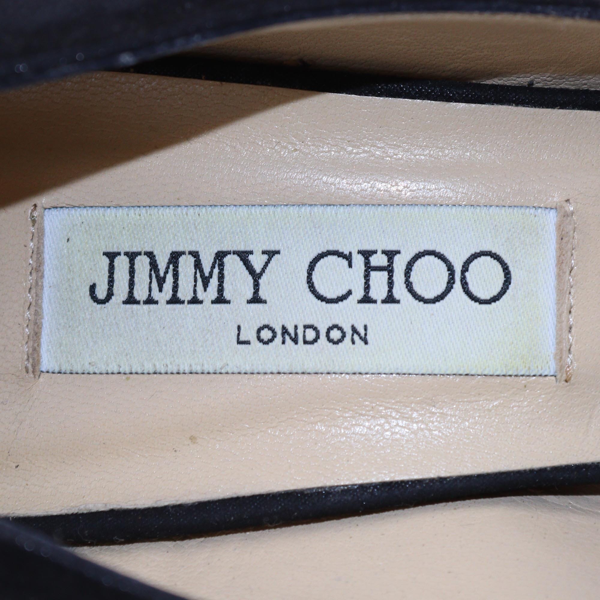 Jimmy Choo Black Talva Crystal Embellished Bow Peep Toe Pumps Womens Jimmy Choo 