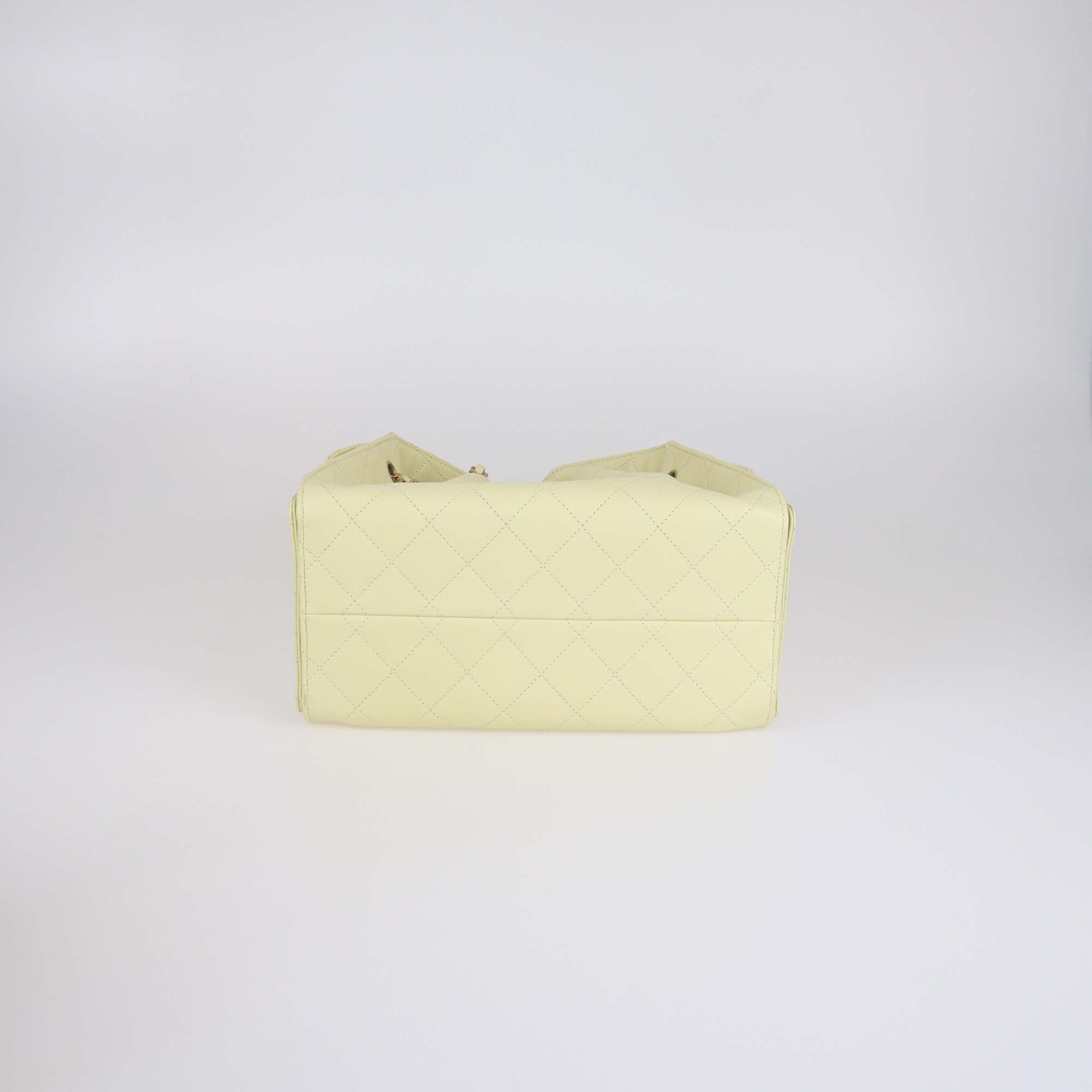 Chanel Yellow Quilted Caviar Leather Small Chanel 25 Bag
