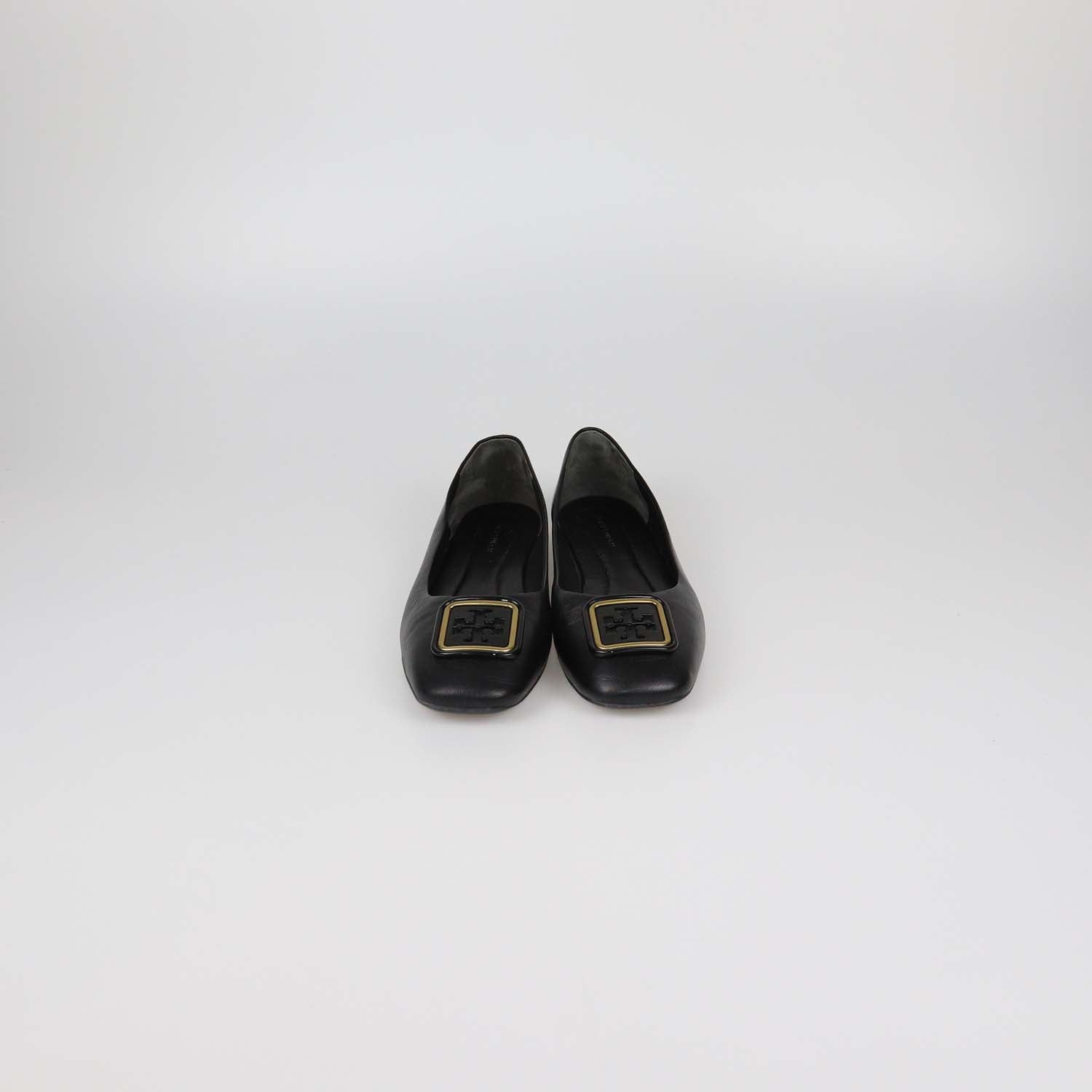 Tory Burch Black Leather Georgia Ballet Flats