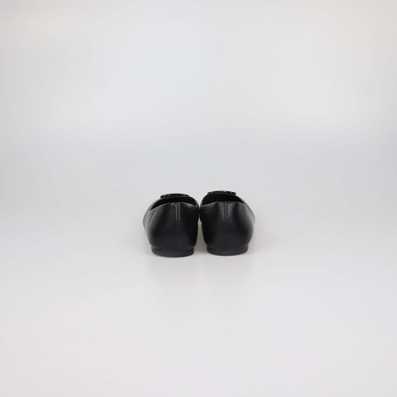 Tory Burch Black Leather Georgia Ballet Flats