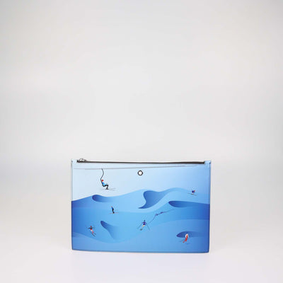 Montblanc Blue Leather Meisterstuck Skiers Scenic Pouch