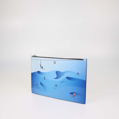 Montblanc Blue Leather Meisterstuck Skiers Scenic Pouch