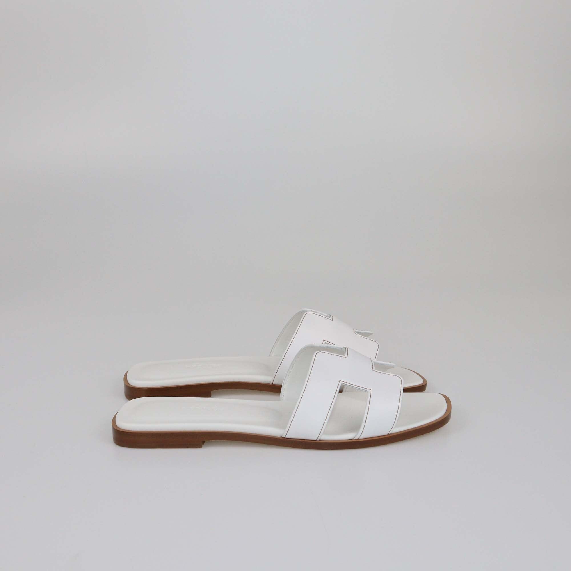 Hermes White Oran Flat Sandals Womens Hermes 