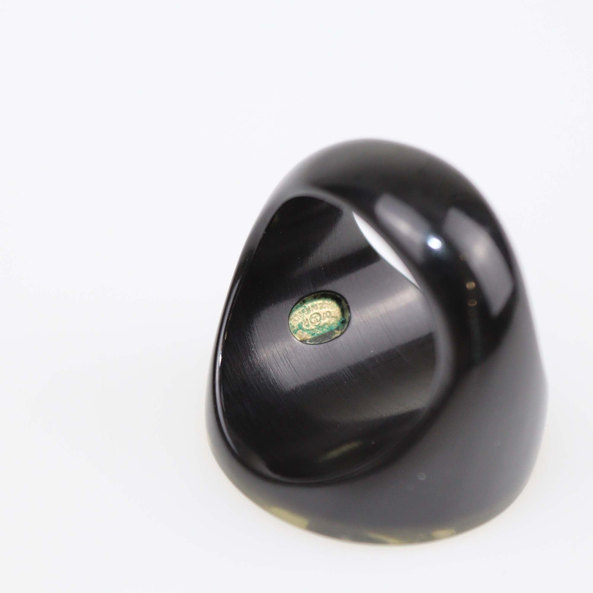Chanel Black/Transparent Resin Butterfly Interlocking CC And Crystal Ring Size 7 Womens Chanel 