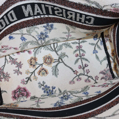 Christian Dior Multicolor Petites Fleurs Embroidered Canvas Medium Book Tote