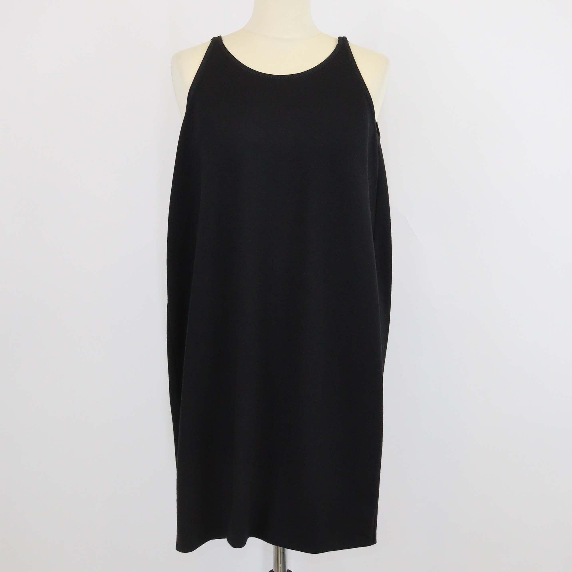 Yves Saint Laurent Black Nylon & Wool Blend Sleeveless Crew Neck Mini Dress
